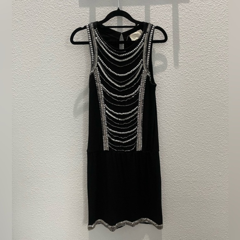 Nicole Miller Black Sleeveless Sheath Mini Dress